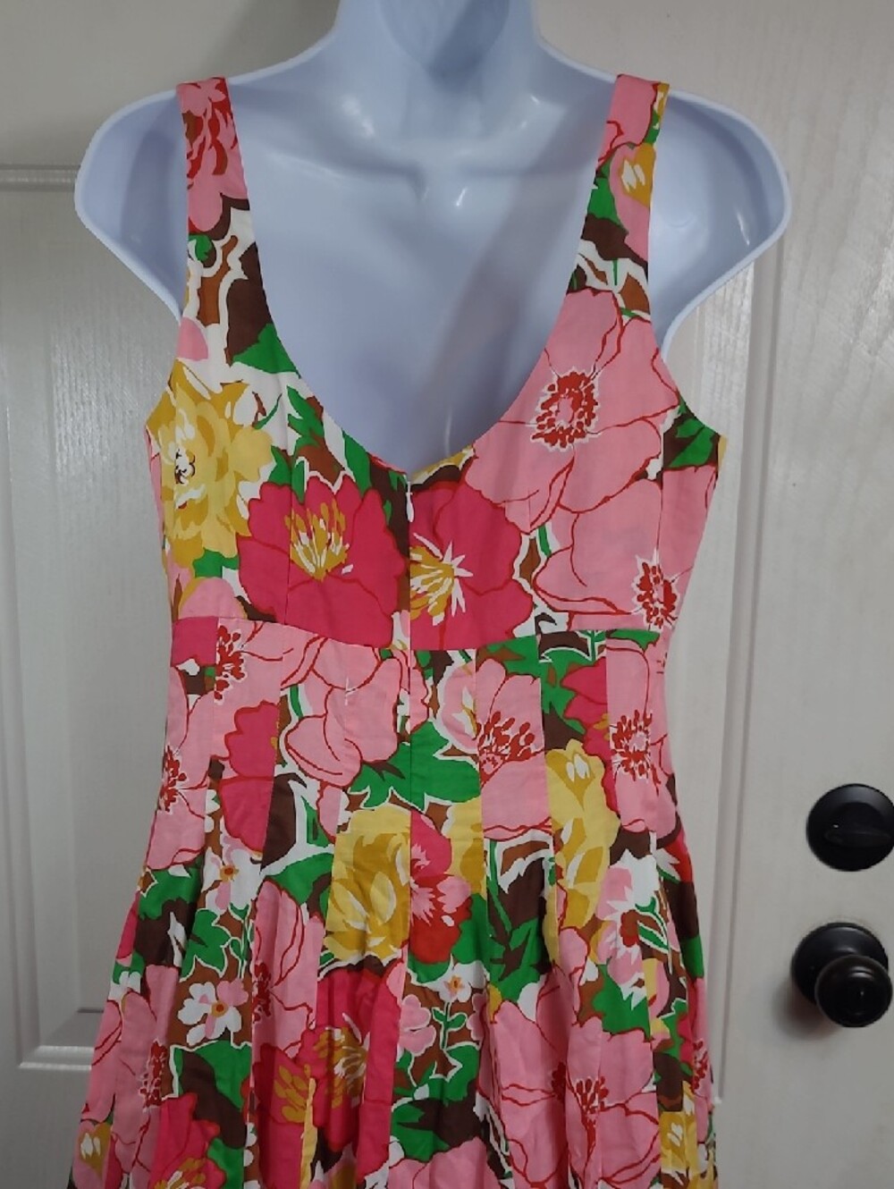 Talbots Pink Floral Midi Dress with Yellow & Green Accents - Picture 6 of 14